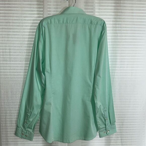 EXPRESS XL Mint Green Slim Fit Textured Cotton Men’s Long Sleeve Dress Shirt - Picture 6 of 11